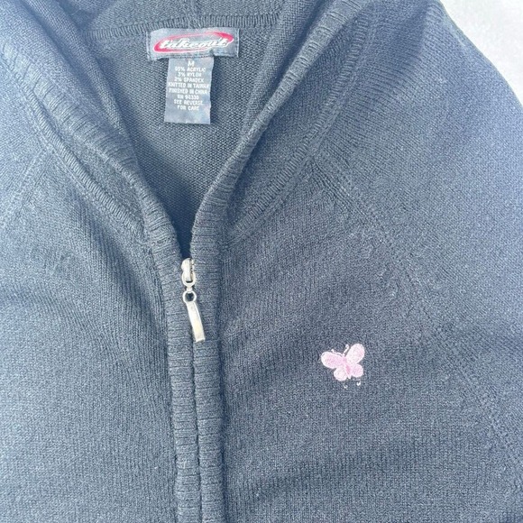 Y2K VTG Hoodie Sz M Black Full Zip Soft Hooded Preppy Whimsigoth Goth Grunge - Picture 4 of 8